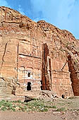 Petra - the sun of the sunset illuminates the magnificent Royal Tombs 